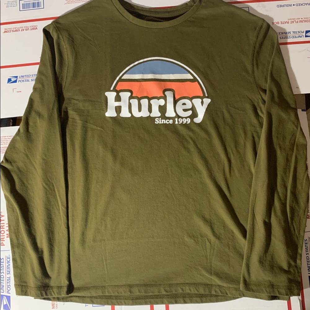 Hurley Men's Rise & Jam Long Sleeve T-Shirt Tee XL Olive HFA20VMT-00904